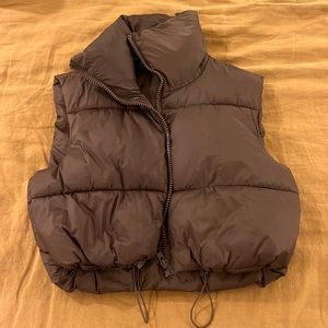 Brown puffer vest
